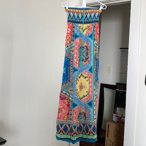 Strapless multi-color maxi dress NWOT
